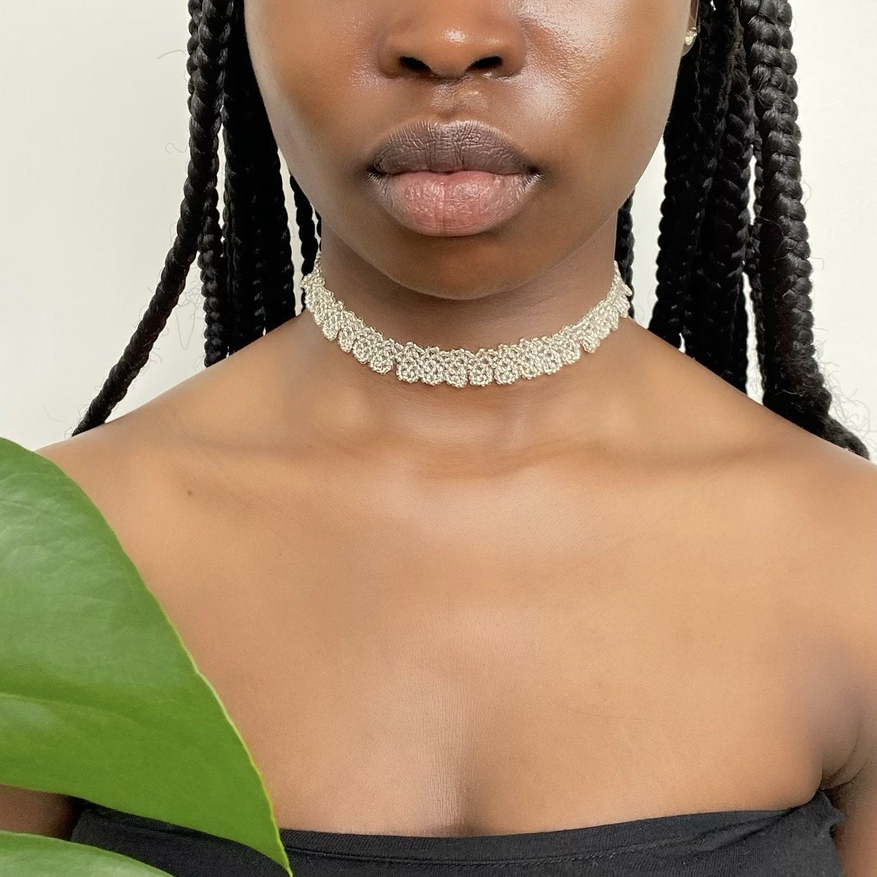 FLOWER CHOKER #15 | SILVER