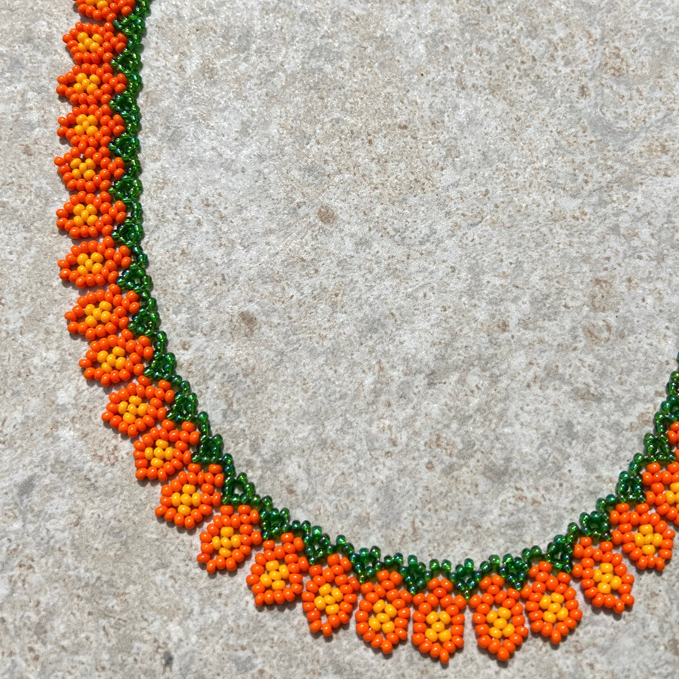 FLOWER CHOKER #27 | ORANGE & EMERALD GREEN